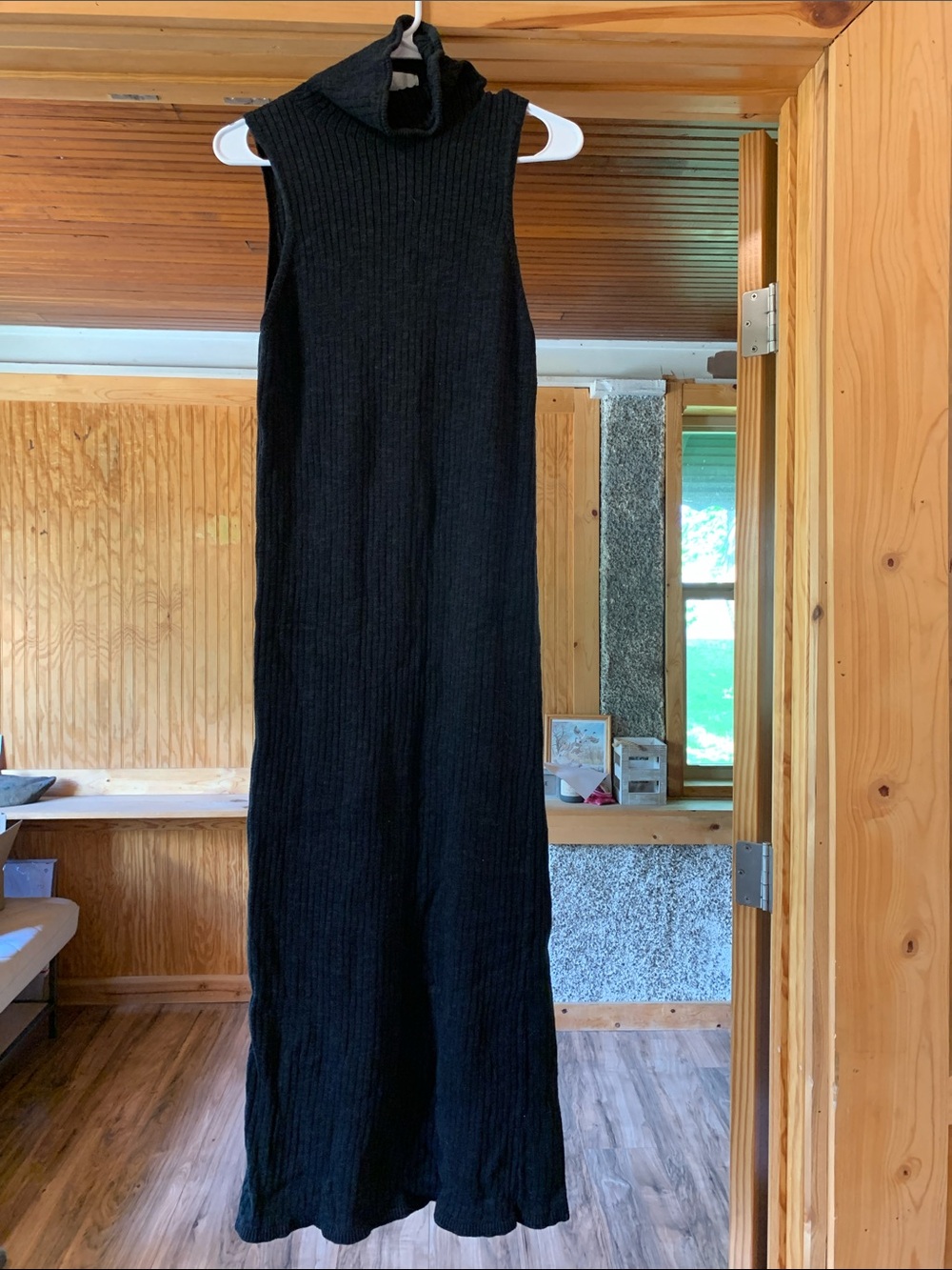 Women's Free People FP Beach Harley Sweater Maxi Dress Black Ribbed Sleeveless M